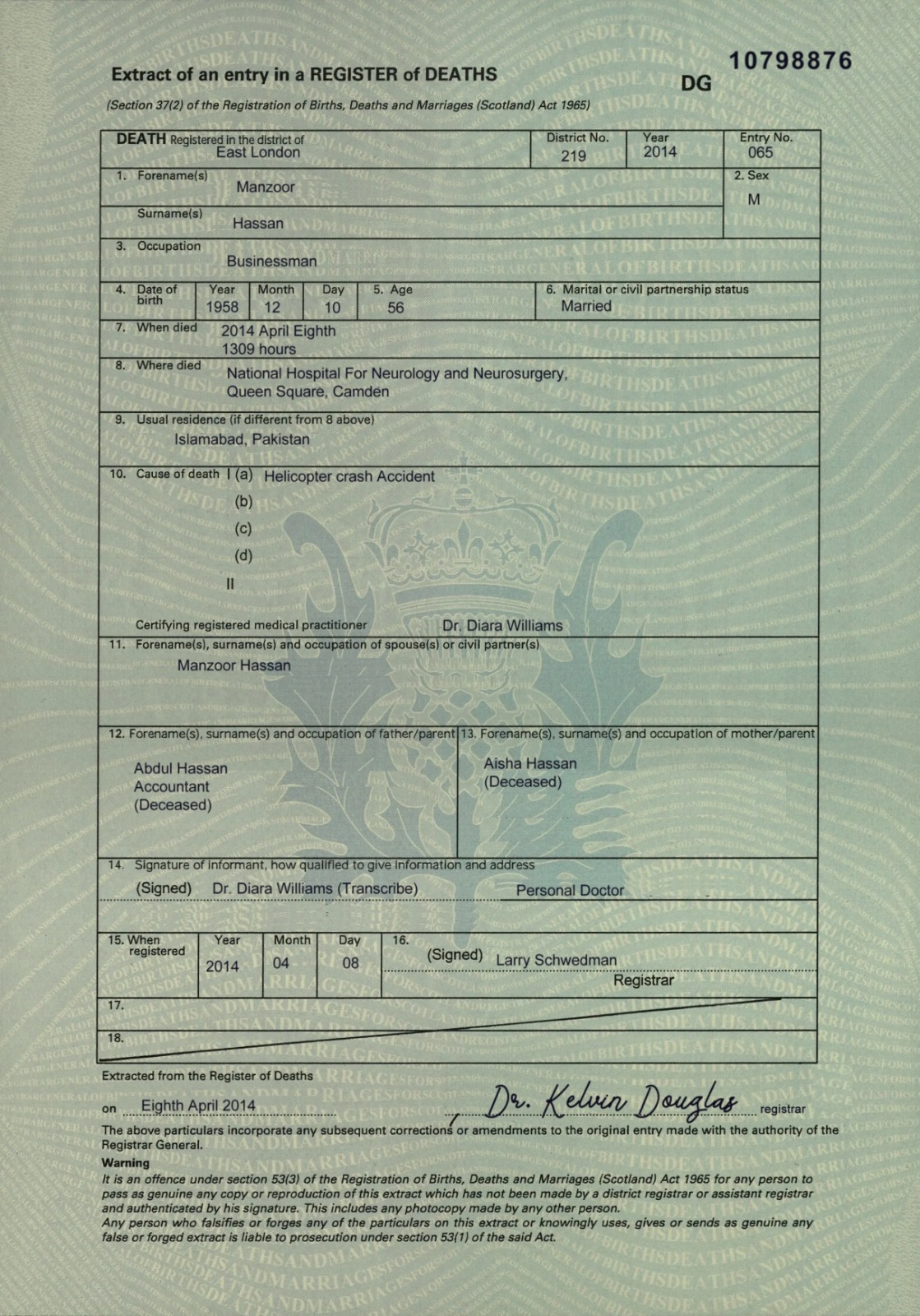 click to see larger image death certificate