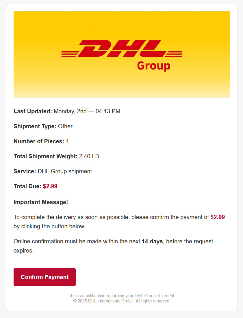dhl delivery scam