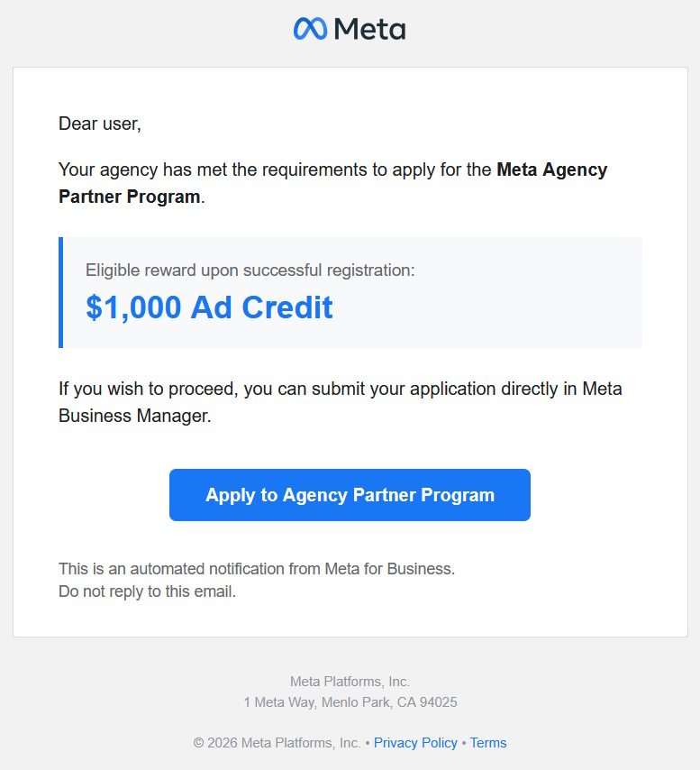 click to see larger image meta agency partner program scam